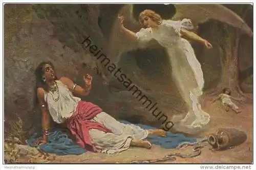 Die Heilige Schrift - Hagar und Ismael in der Wüste - Künstlerkarte R. Leinweber ca. 1910 - Verlag Hans Kohler &amp; Co.