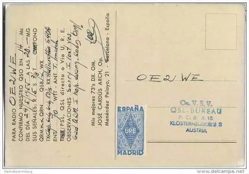 QSL - QTH - Funkkarte - EA3-HF - Espana - Barcelona - 1955