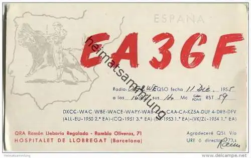 QSL - QTH - Funkkarte - EA3GF - Espana - Barcelona - 1955