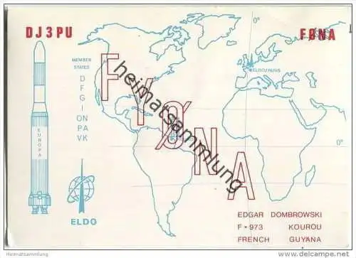 QSL - QTH - Funkkarte - FY0NA - French Guyana - Kourou - 1971