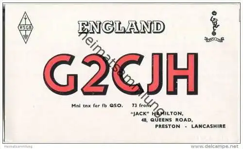 QSL - QTH - Funkkarte - G2CJH - Great Britain - Preston - 1959
