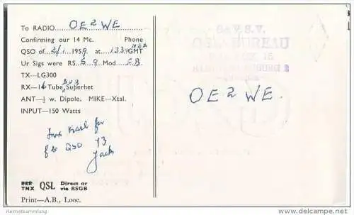 QSL - QTH - Funkkarte - G2CJH - Great Britain - Preston - 1959