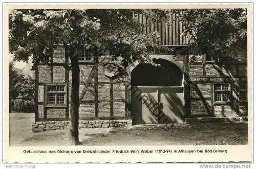 Alhausen - Geburtshaus des Dichters von Dreizehnlinden Friedrich Wilh. Weber - Foto-AK 1958 - Verlag Vereinigung der Web