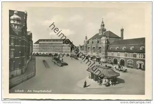 Lübeck - Am Hauptbahnhof - Foto-AK - Verlag Schöning &amp; Co. Lübeck