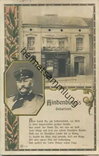 Posen - Hindenburg's Geburtshaus - Verlag NPG - Bahnpost