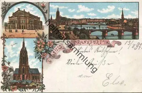 Frankfurt a./M. - Opernhaus - Dom - Gesamtansicht - gel. 1897