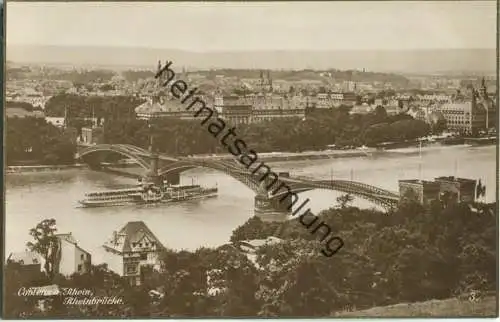 Coblenz - Rheinbrücke - Foto-Ansichtskarte - Verlag Trinks & Co. GmbH Leipzig 20er Jahre
