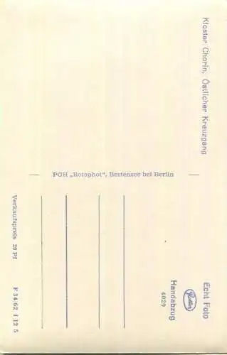 Kloster Chorin - Östlicher Kreuzgang - Foto-Ansichtskarte Handabzug - Verlag Rotophot Bestensee 60er Jahre