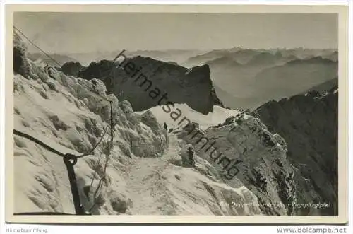 Am Doppelten unter dem Zugspitzgipfel - Foto-AK - Verlag Alpenverein Sekt. München