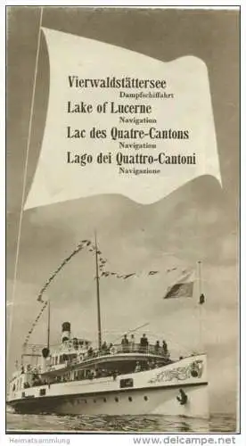 Vierwaldstättersee - Dampfschiffahrt 1952 - Touristenkarte vom Vierwaldstättersee 1:75000 - rückseitig 15 Abbildungen -