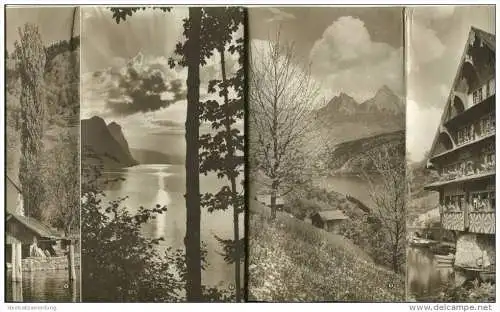 Vierwaldstättersee - Dampfschiffahrt 1952 - Touristenkarte vom Vierwaldstättersee 1:75000 - rückseitig 15 Abbildungen -