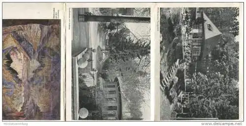 Saalfelder Feengrotten 1953 - Faltblatt mit 9 Abbildungen - beiliegend kleines Leporello mit 10 Abbildungen