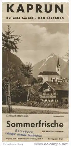 Kaprun 1939 - Faltblatt mit 9 Abbildungen - Verzeichnis der Preise und Gaststätten