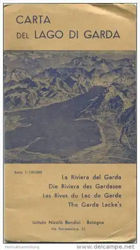 Carta del Lago di Garda - Istituto Nicolo Bendici Bologna - Innen sauber erhalten 50cm x 70cm Mehrfarbendruck
