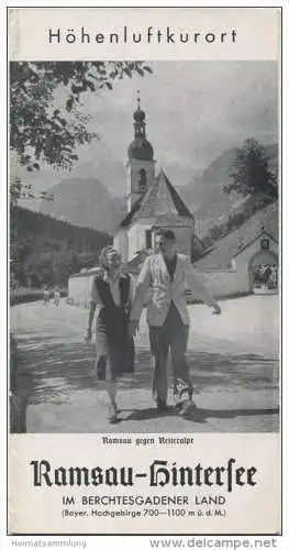 Ramsau-Hintersee 1953 - Faltblatt mit 11 Abbildungen - Unterkunfts-Verzeichnis 1953/54 Lageplan