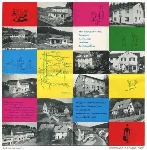Gras-Ellenbach 1962 - Faltblatt mit Abbildungen - beiliegend Zimmernachweis 1965