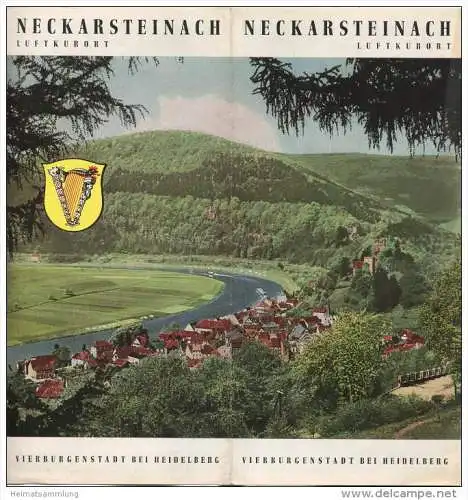 Neckarsteinach 1965 - Faltblatt mit 13 Abbildungen - beiliegend Hotel und Gaststättenverzeichnis - Stadtplan