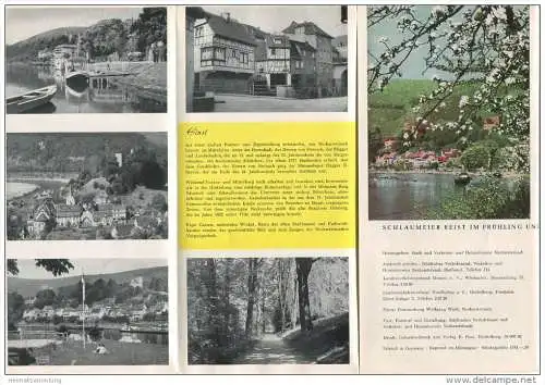 Neckarsteinach 1965 - Faltblatt mit 13 Abbildungen - beiliegend Hotel und Gaststättenverzeichnis - Stadtplan