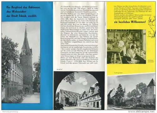 Erbach im Odenwald 1965 - Faltblatt mit 15 Abbildungen - beiliegend Unterkunfts-Verzeichnis