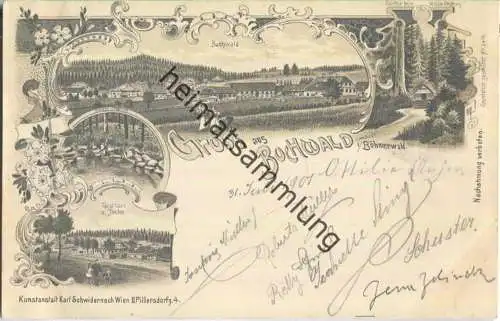 Bucina - Buchwald - Gasthaus zum Tiroler - Lithographie - Verlag Karl Schwidernach Wien