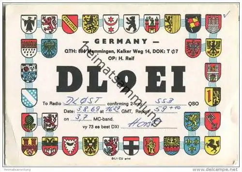 QSL - QTH - Funkkarte - DL9EI - Memmingen - 1969