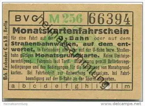 Deutschland - BVG Berlin  - Monatskartenfahrschein in Verbindung mit einer gültigen Monatsgrundkarte - Ticket Fahrschein