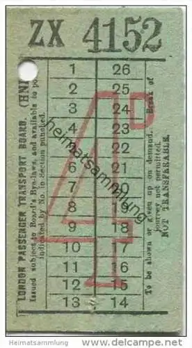 Grossbritannien - London Passenger Transport Board (LPTB) - Ticket - Fahrschein