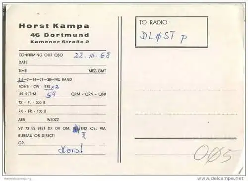 QSL - QTH - Funkkarte - DJ8TJ - Dortmund - 1968