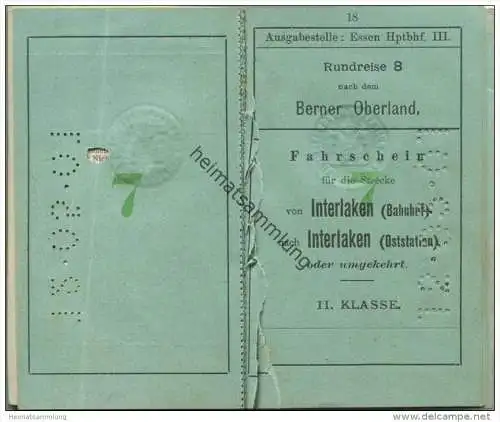 Deutschland - Schweiz - Fahrkarten-Heft - 1901 Rundreise 8 Köln nach dem Berner Oberland - Gültig 45 Tage II. Klasse