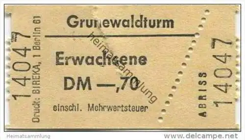 Deutschland - Berlin - Grunewaldturm - Eintrittskarte