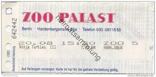 Deutschland - Berlin - Zoo Palast - Kinokarte Ninja Turtles III