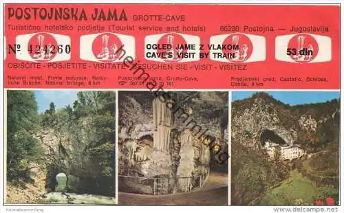 Slovenien - Postojna - Postojnska Jama - Grotte Cave - Ticket Eintrittskarte