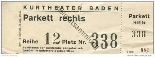 Schweiz - Aargau - Kurtheater Baden - Eintrittskarte