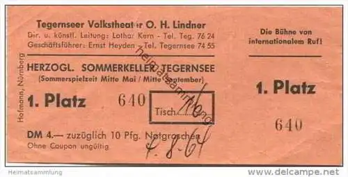 Deutschland - Bayern - Tegernsee - Tegernseer Volkstheater O. H. Lindner - Herzoglicher Sommerkeller Tegernsee 1964 - Ei