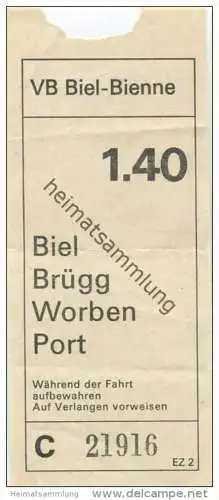 Schweiz - Biel - VB Biel-Bienne - Fahrschein Fr. 1.40