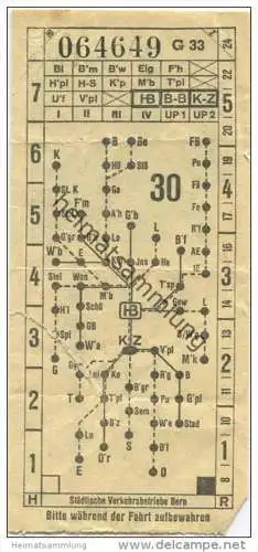 Schweiz - Städtische Verkehrsbetriebe Bern - Fahrschein