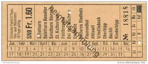 Schweiz - Solothurn-Niederbipp-Bahn - SNB - Fahrschein FR 1.60