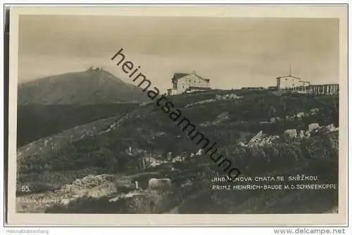 Krkonose Snezka - Schneekoppe - Riesengebirge - Prinz-Heinrich-Baude - Foto-AK