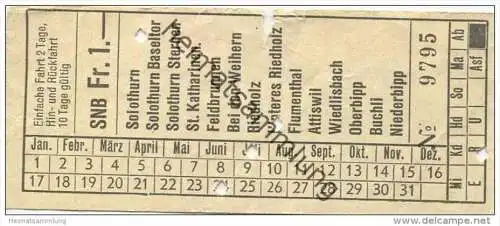 Schweiz - Solothurn-Niederbipp-Bahn - SNB - Fahrschein FR 1.-