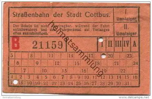 Deutschland - Cottbus - Strassenbahn der Stadt Cottbus - Fahrschein