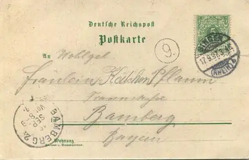 Gruss aus Bingen - National Denkmal - Mäusethurm - Rochus-Kapelle - Verlag Ludwig Feist Mainz gel. 1897
