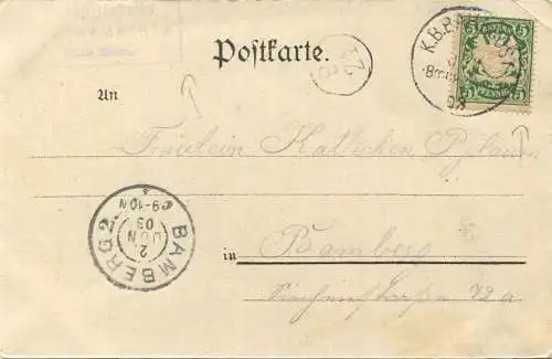 Lichtenstein - Dietz'sche Hofbuchdruckerei Coburg - Bahnpoststempel - gel. 1903