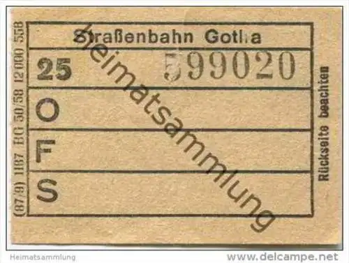 Deutschland - Gotha - Strassenbahn - Fahrschein - Umsteigestelle: Arnoldiplatz