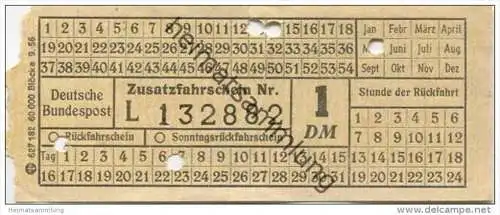 Deutschland - Deutsche Bundespost - Zusatzfahrschein 1DM 1956