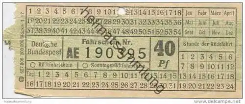 Deutschland - Deutsche Bundespost - Fahrschein 40Pf. 1957