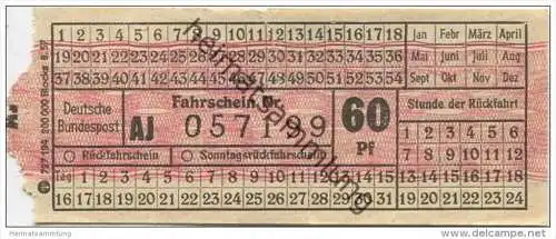 Deutschland - Deutsche Bundespost - Fahrschein 60Pf. 1957
