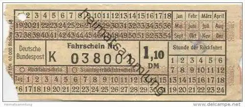 Deutschland - Deutsche Bundespost - Fahrschein 1,10 DM 1958