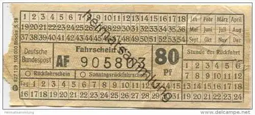 Deutschland - Deutsche Bundespost - Fahrschein 80Pf. 1958