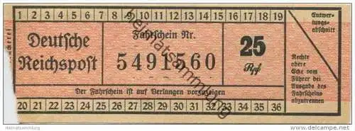 Deutschland - Deutsche Reichspost - Fahrschein 25 Rpf.