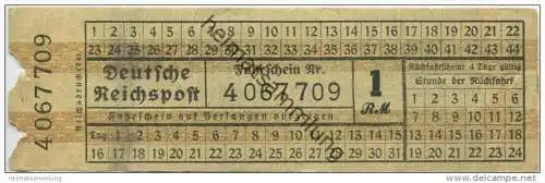 Deutschland - Deutsche Reichspost - Fahrschein 1 RM